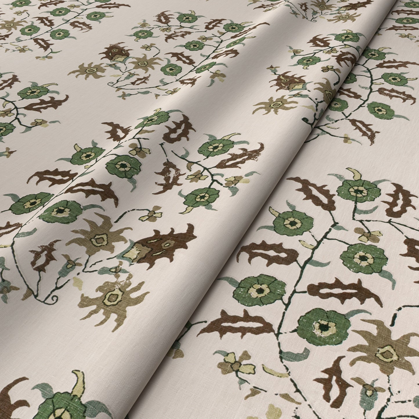 Samode Green/Taupe Fabric