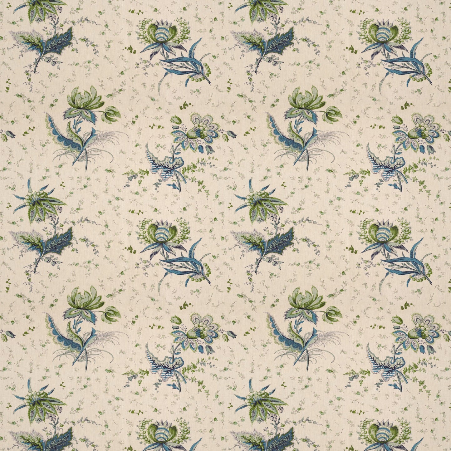 Thistle Flower Blue/Green Fabric