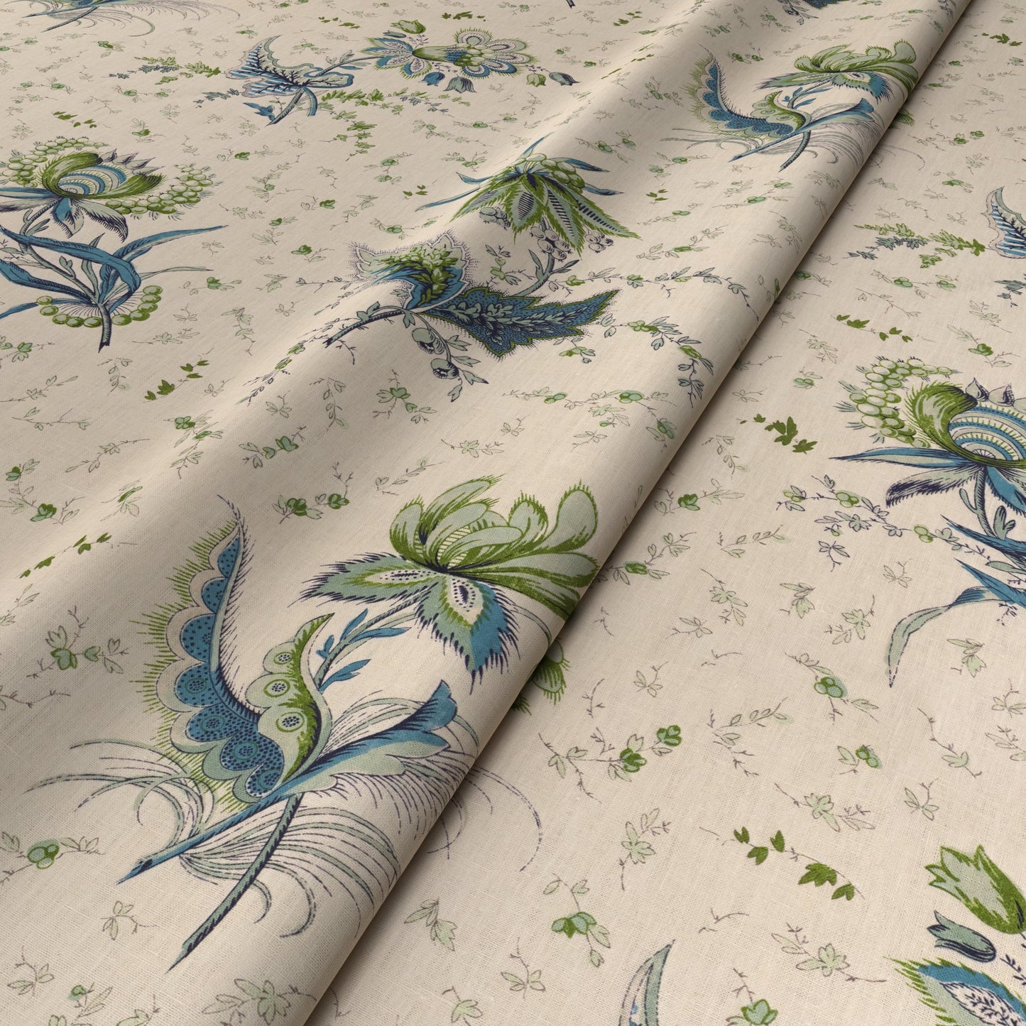 Thistle Flower Blue/Green Fabric