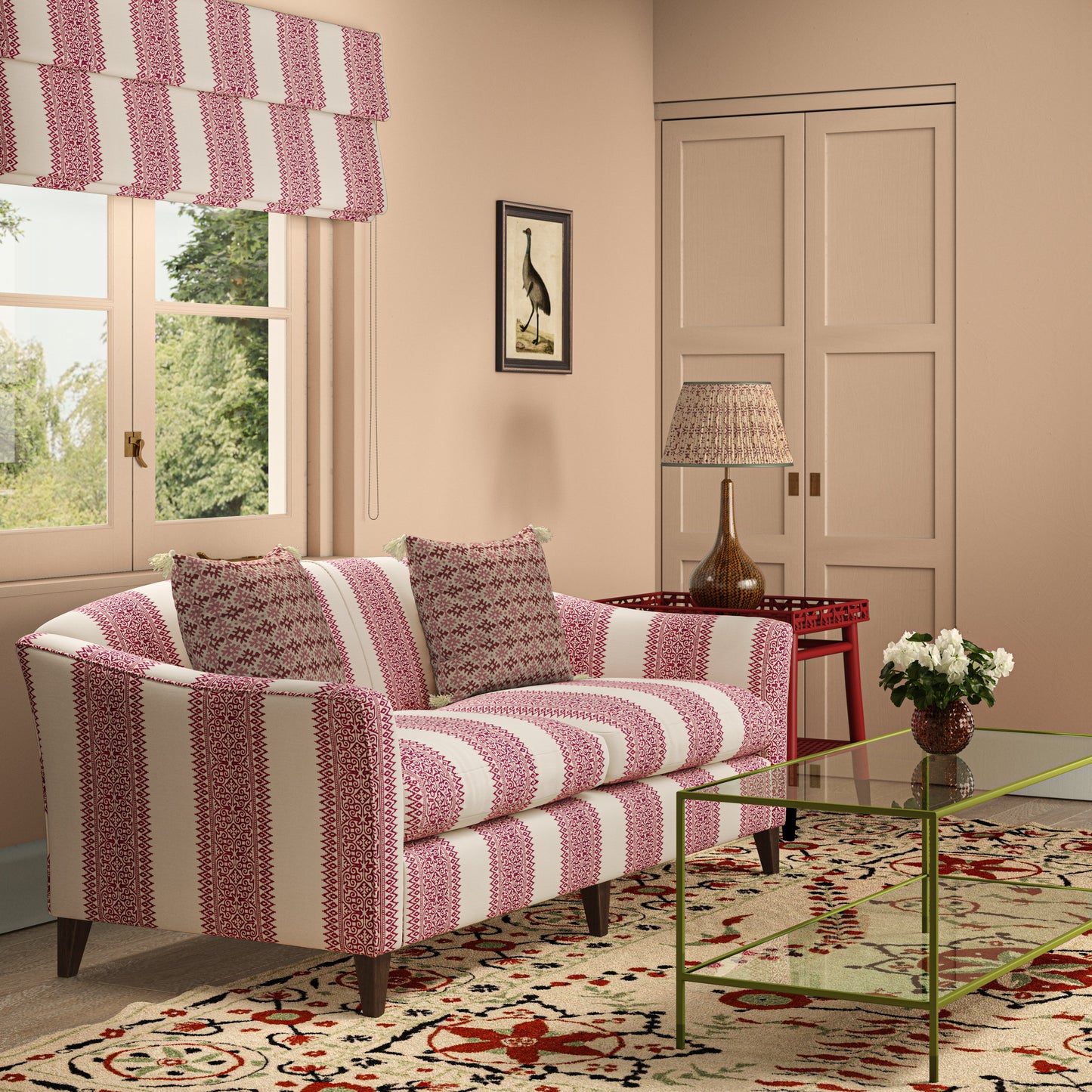Totem Vertical Stripe Red Fabric
