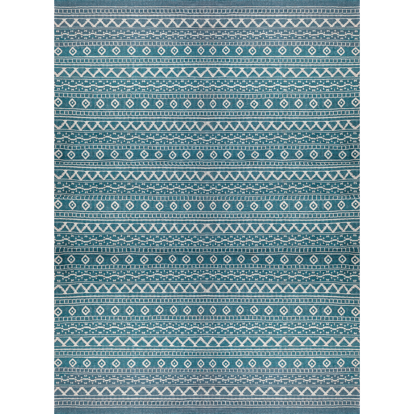 White on Turquoise Azteca Rug