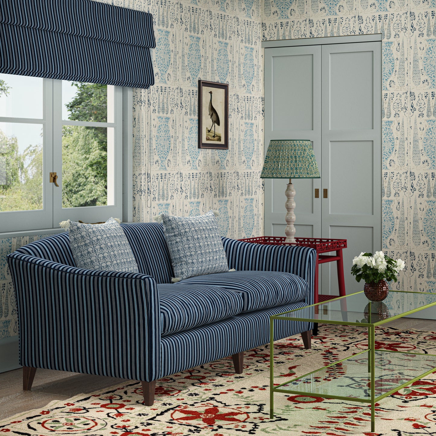 Vasari China Blue Wide-Width Wallpaper