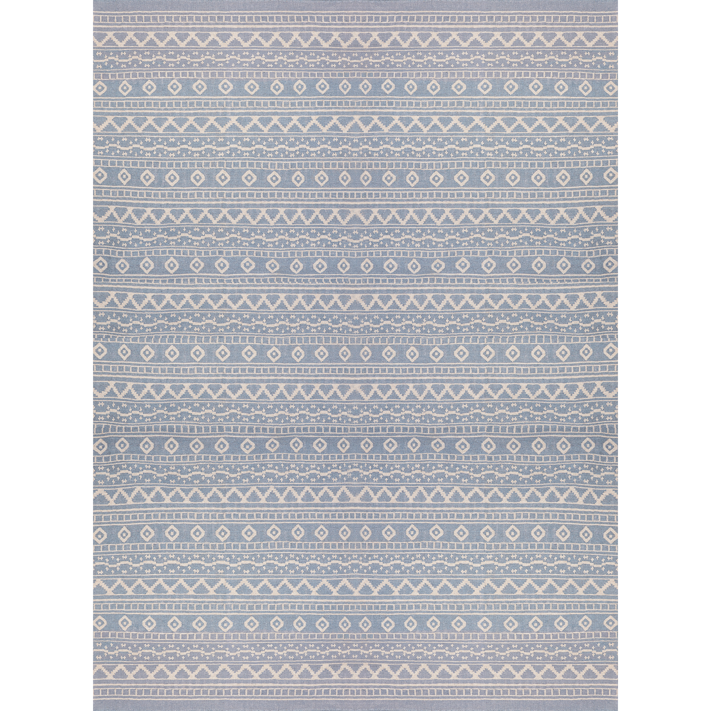 White On Blue Azteca Rug