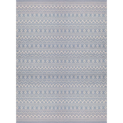 White On Blue Azteca Rug