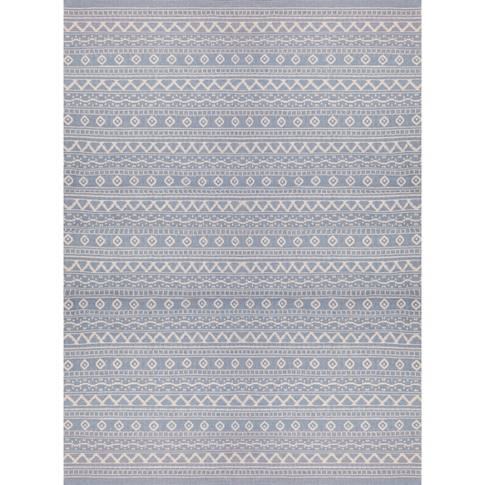 White On Blue Azteca Rug
