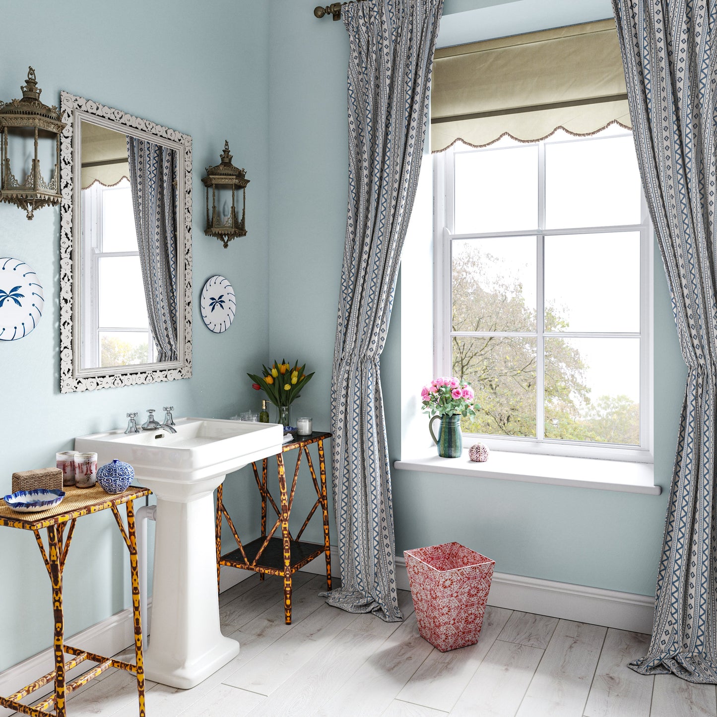 Andean Vertical Stripe Blue Fabric