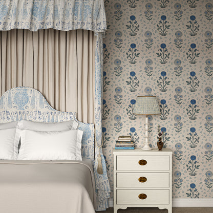 Magda Blue Wide-Width Wallpaper