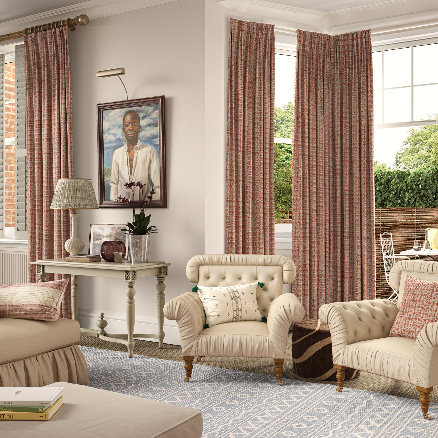 Ashok Orange on Natural Fabric