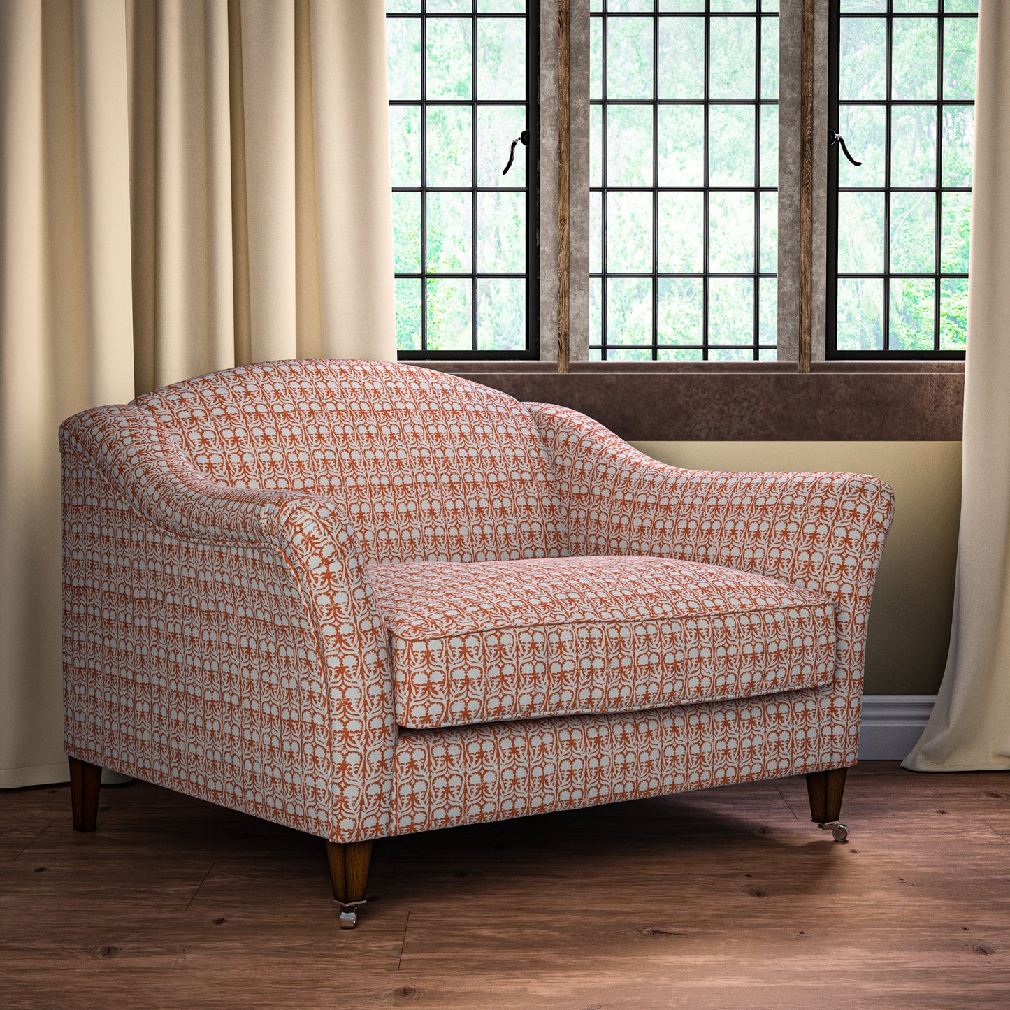 Ashok Orange on Natural Fabric