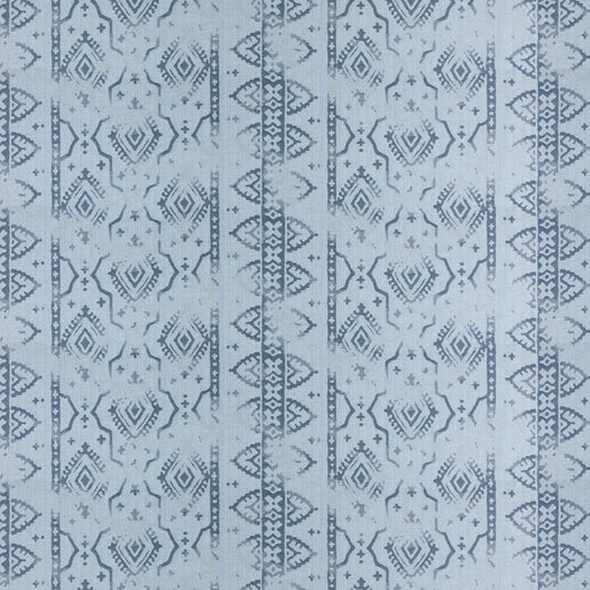 Diamond Border Stripe Blue Fabric
