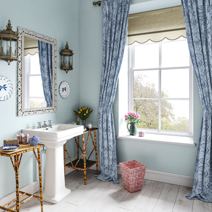 Diamond Border Stripe Blue Fabric