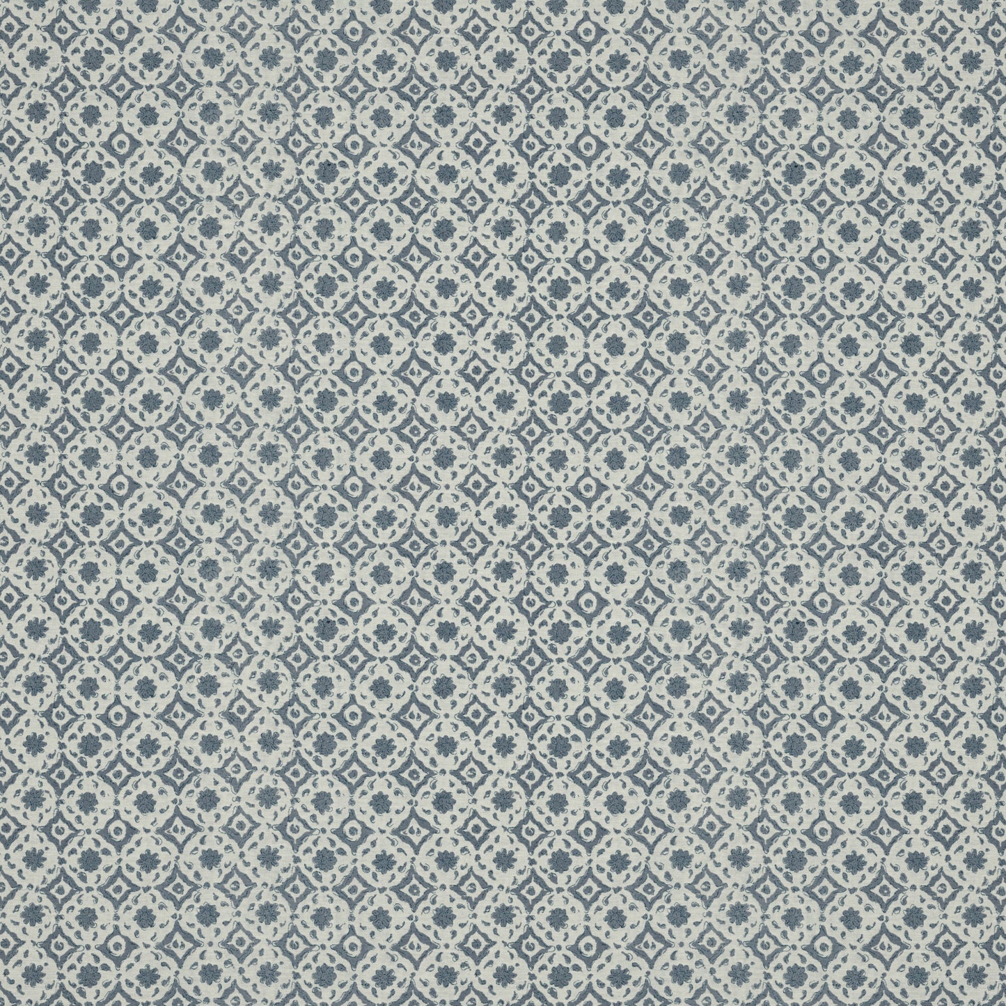 Floral Tile Blue Fabric
