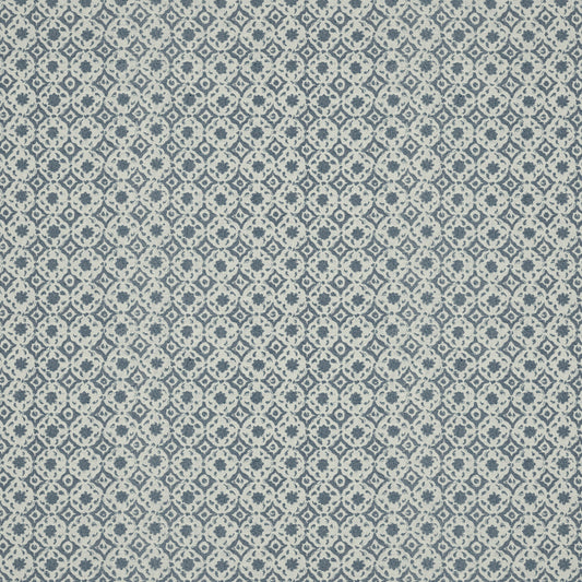 Floral Tile Blue Fabric