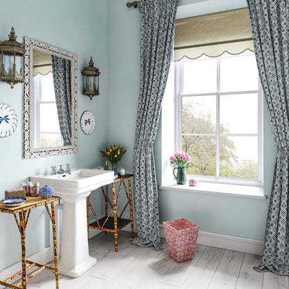 Floral Tile Blue Fabric