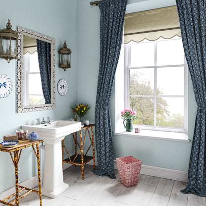 Floral Tile Blue Fabric
