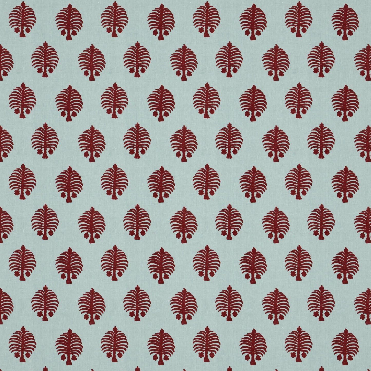 Gobi Red On Blue Fabric