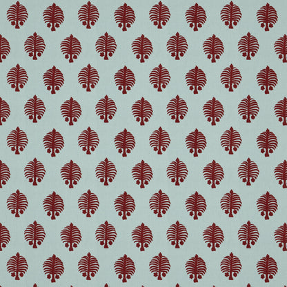 Gobi Red On Blue Fabric