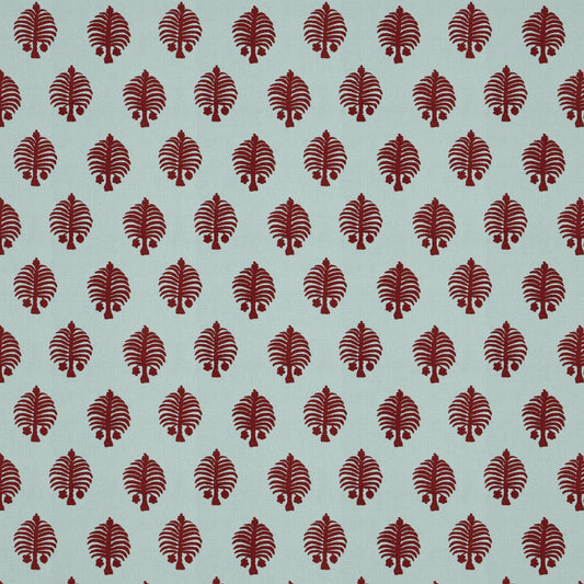 Gobi Red On Blue Fabric