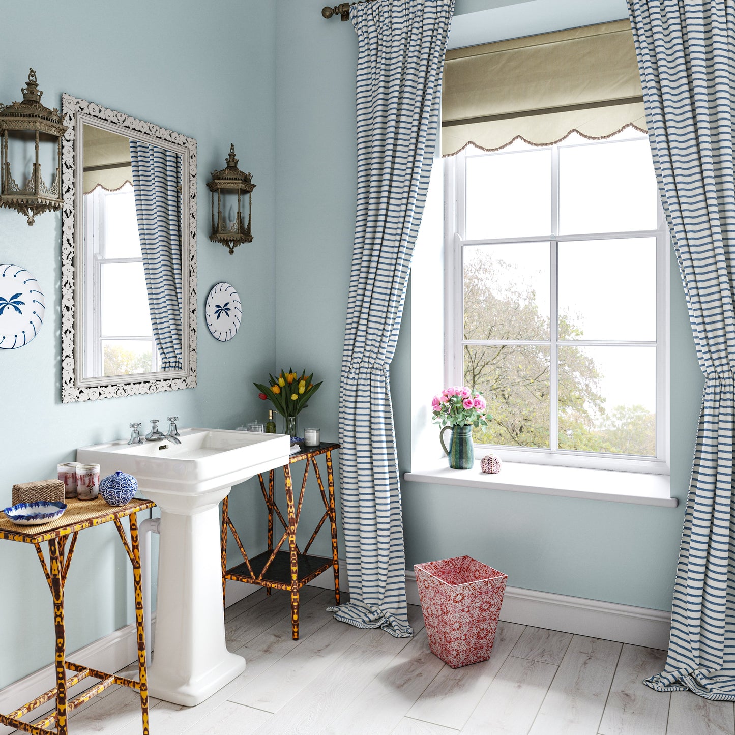 Harriet Stripe Blue Performance Fabric