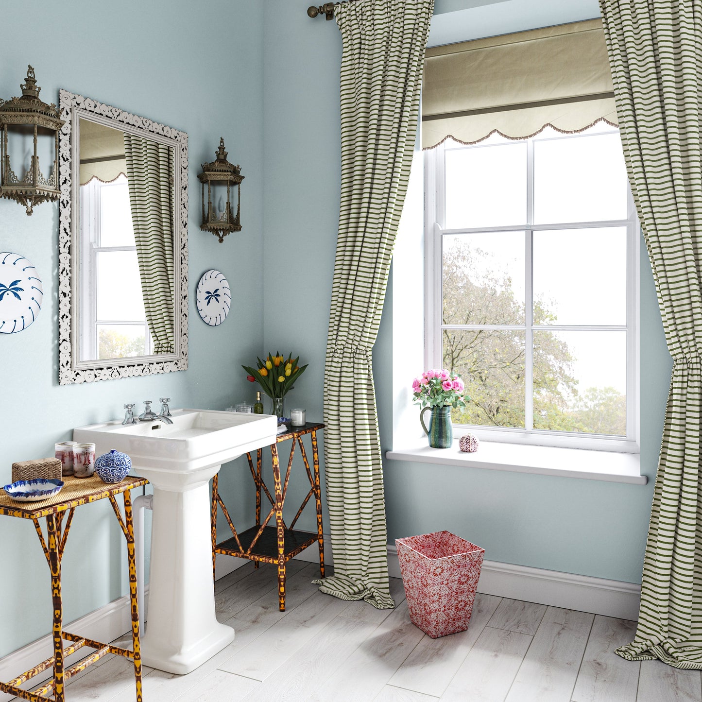 Harriet Stripe Green Performance Fabric