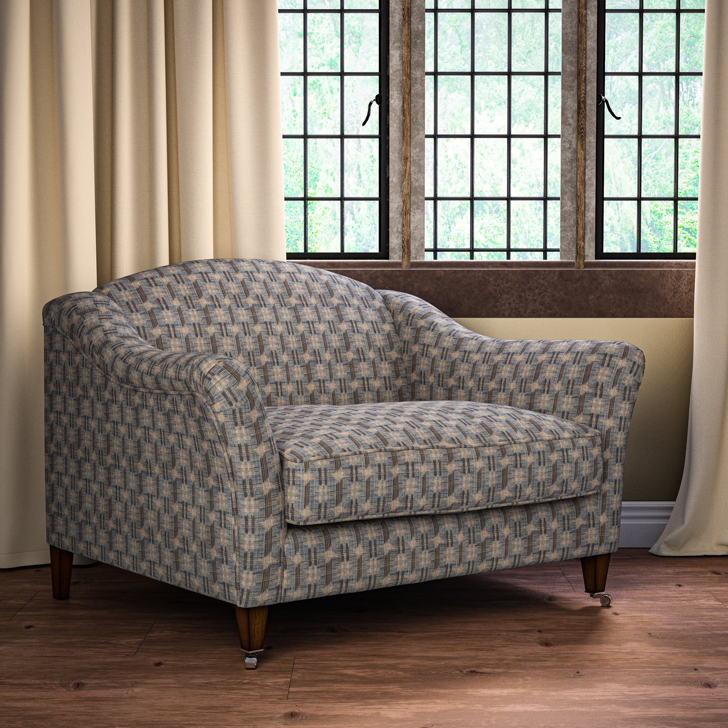 Inca Check Mushroom Fabric