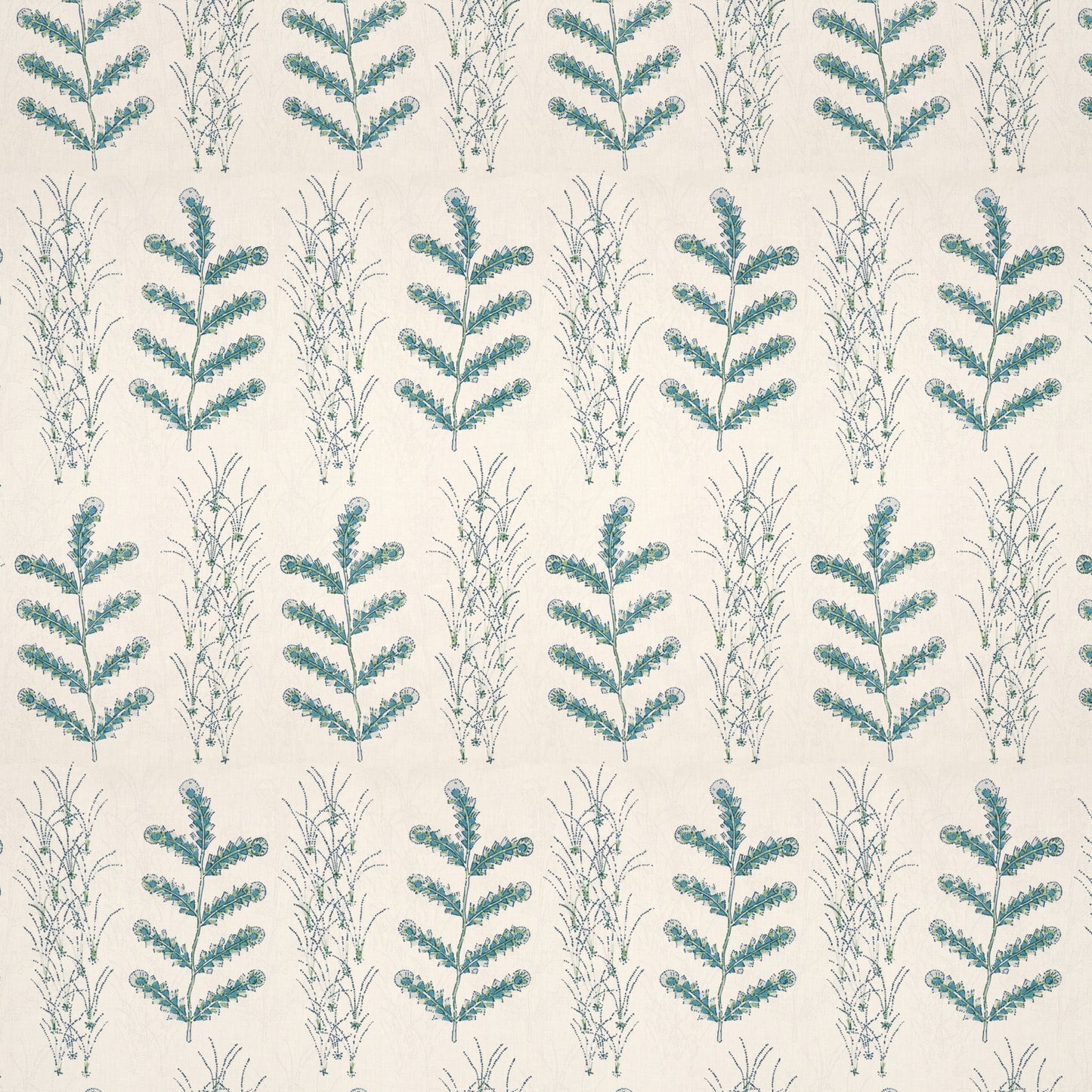 Madras Leaf Teal Fabric