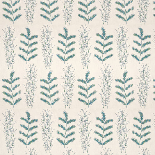 Madras Leaf Teal Fabric
