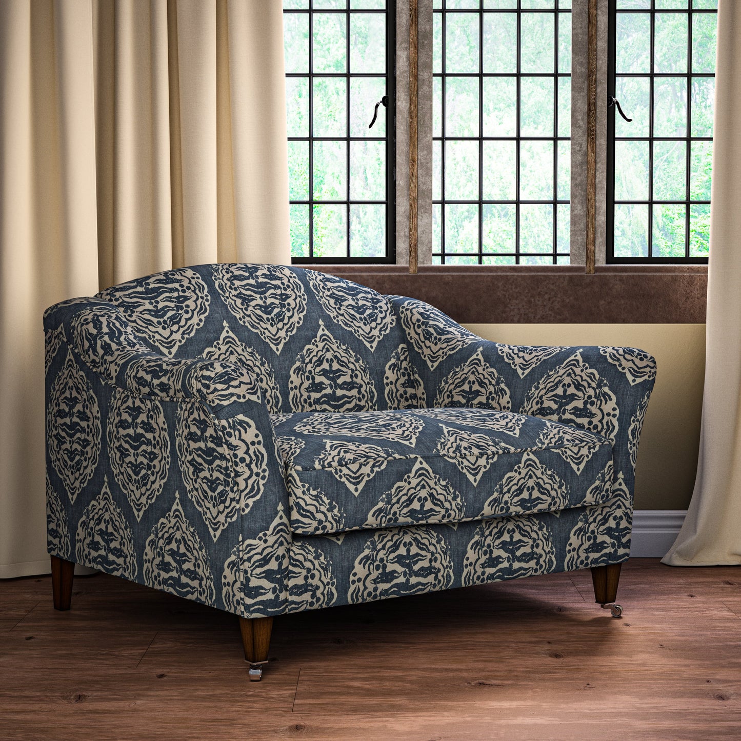Mander Dark Blue Fabric