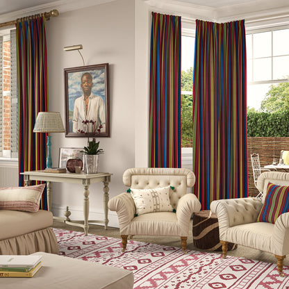 Multicolour Rustic Stripe Fabric