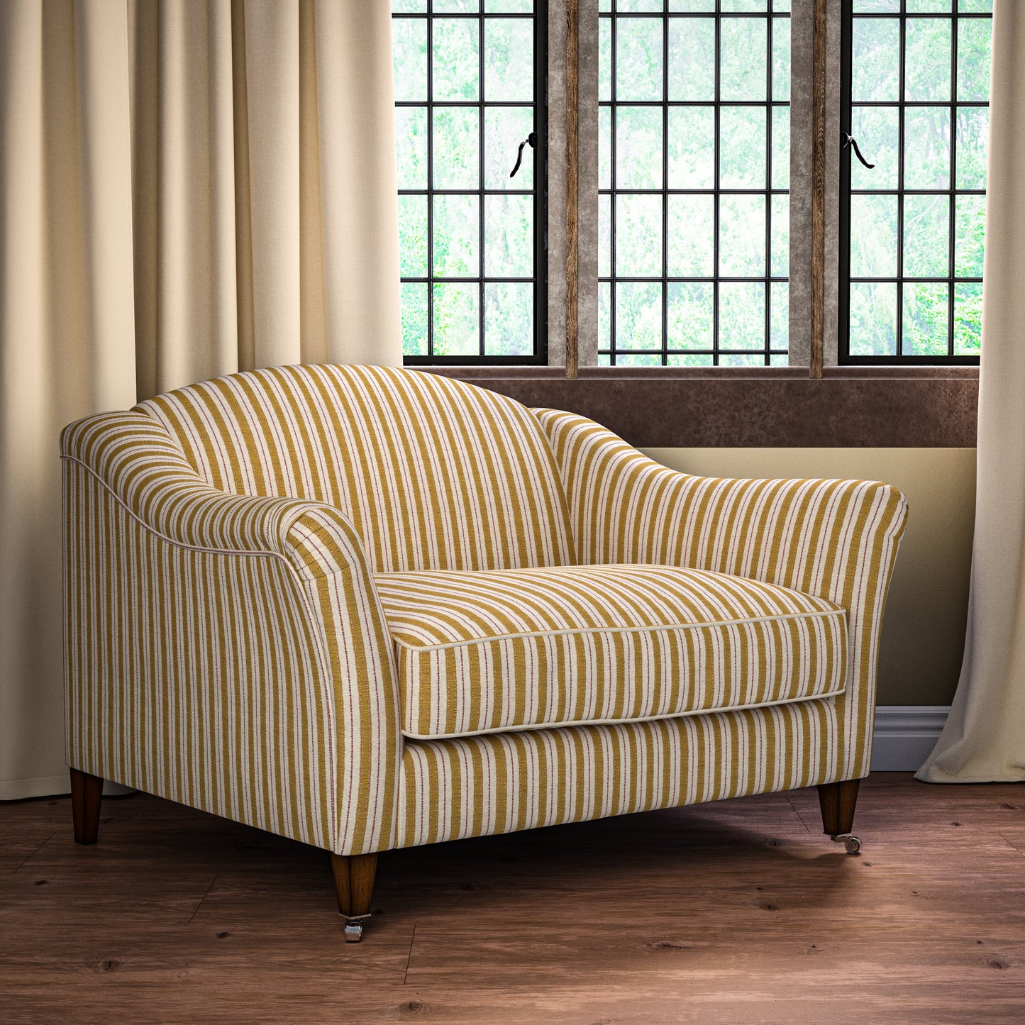 Sketched Stripe Gold Fabric