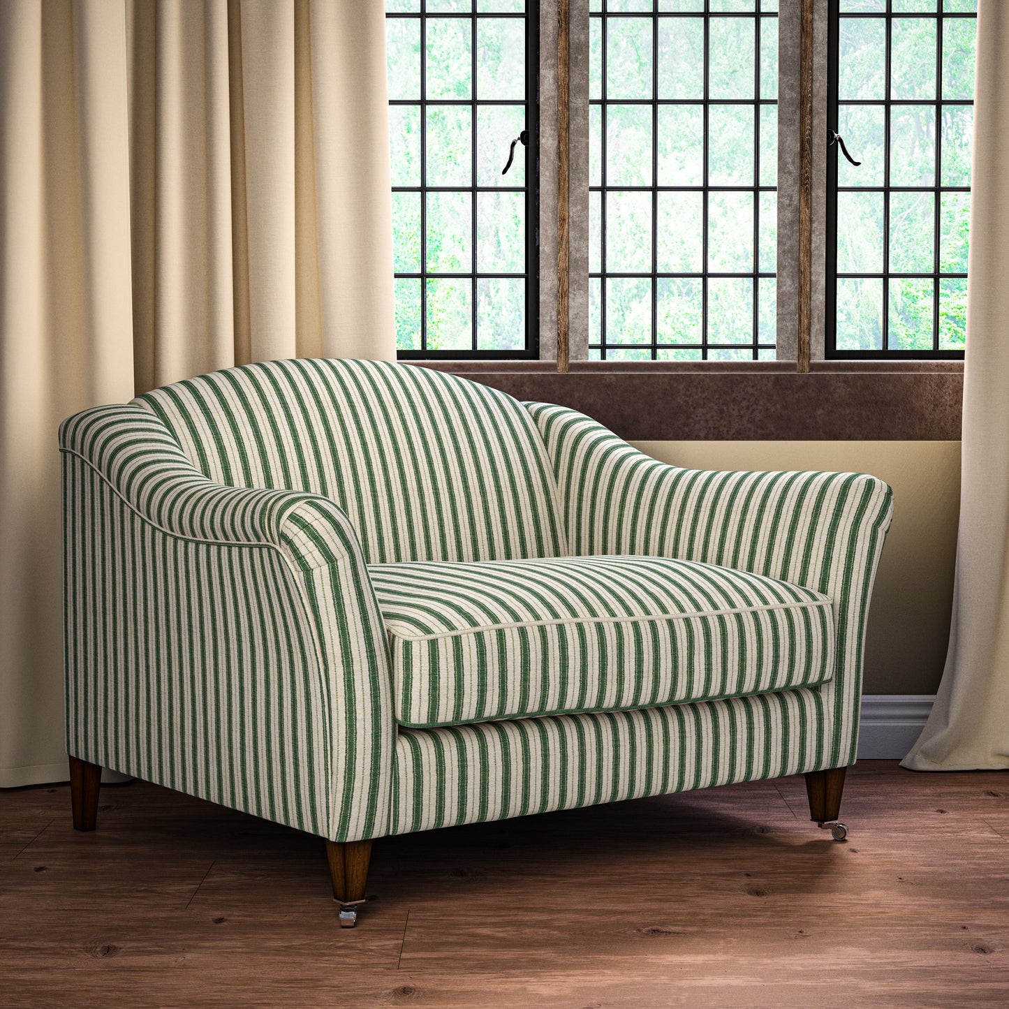 Sketched Stripe Green Fabric