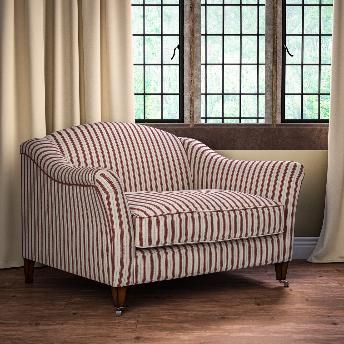 Sketched Stripe Red/Pale Green Fabric