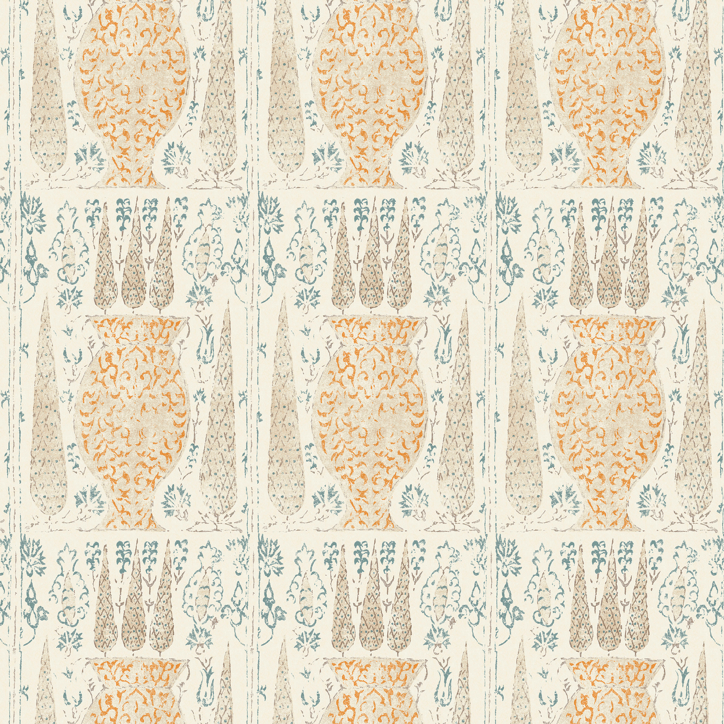 Vasari Blue/Orange Wide-Width Wallpaper