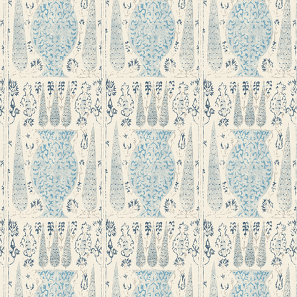 Vasari China Blue Wide-Width Wallpaper