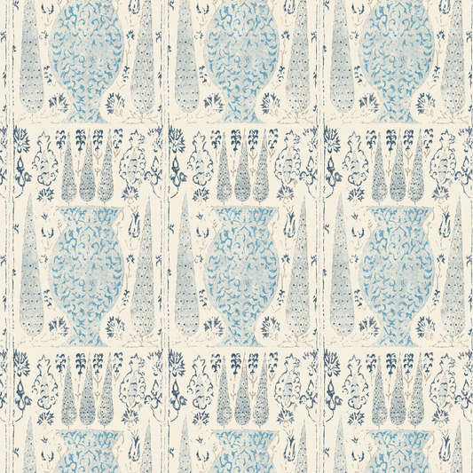 Vasari China Blue Wide-Width Wallpaper
