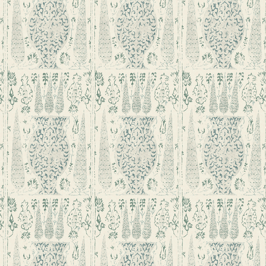 Vasari Duck Egg/Grey Wide-Width Wallpaper