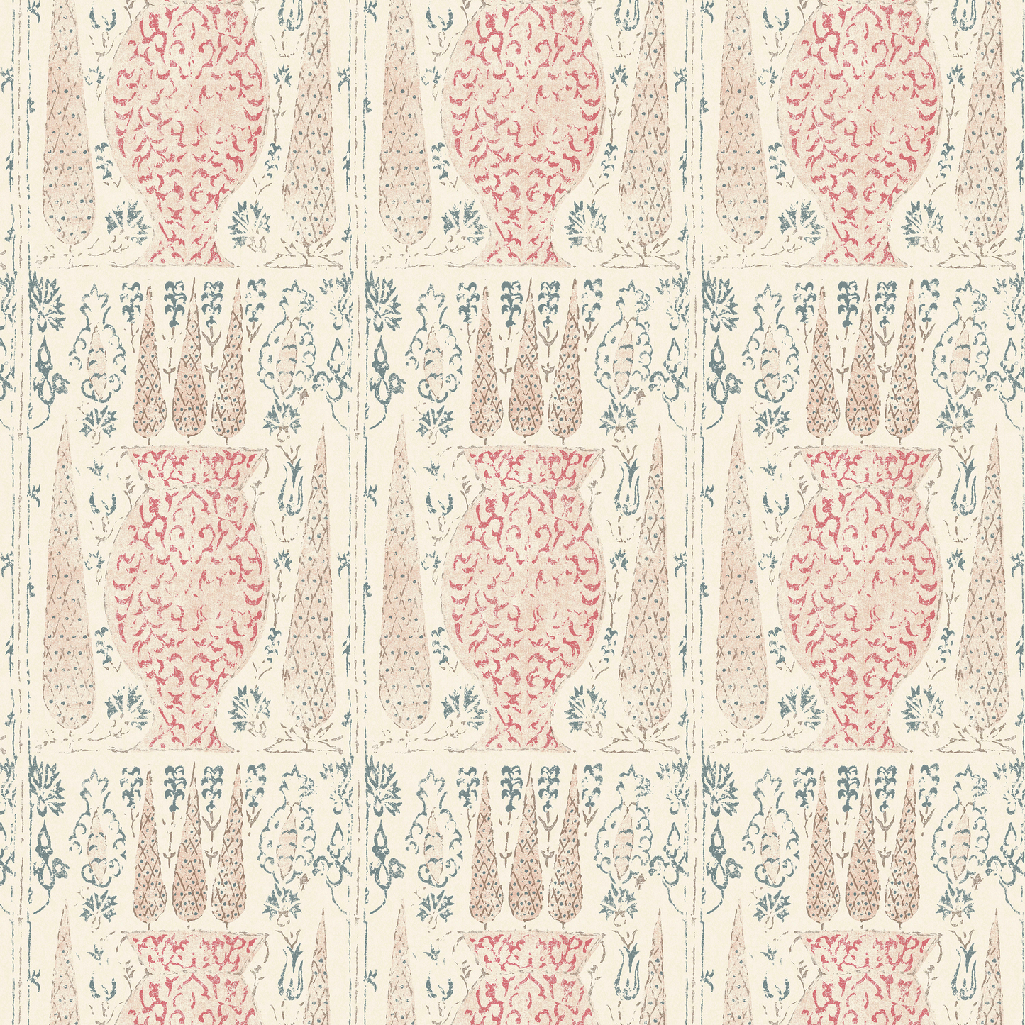 Vasari Blue/Pink Wide-Width Wallpaper